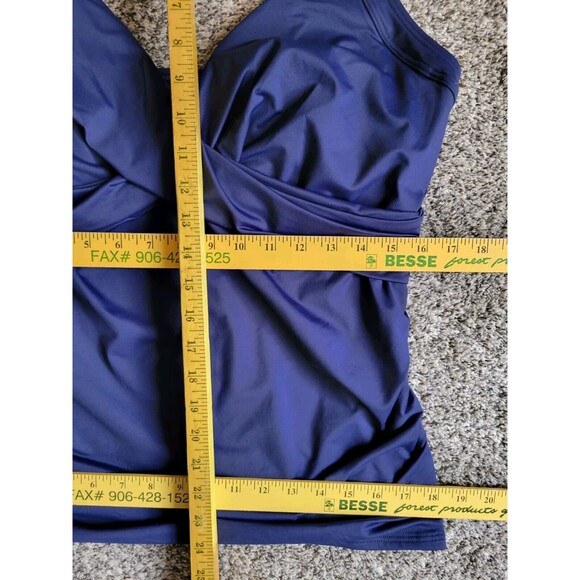 Swim Top Navy 16 DD Solid Wrap Front Tummy Control (L) Underwire Lands End S65 - Picture 4 of 7